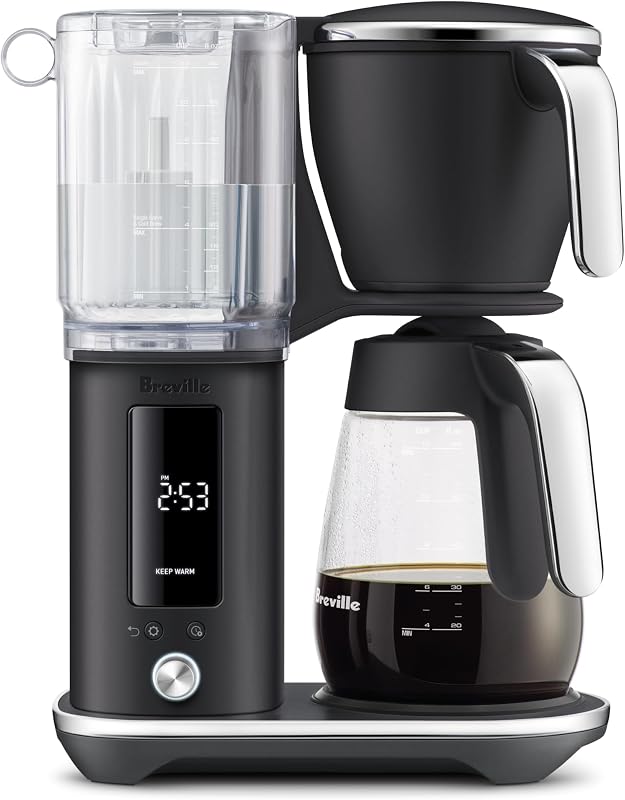 Breville BDC415BTR Jarra de vidrio para cerveza de lujo, trufa negra | Prepare delicioso café caliente y frío con una máquina de café de goteo intuitiva con configuraciones personalizables | Capacidad de 60 onzas líquidas