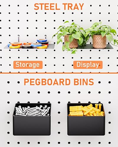 Miniatura 4 de INCLY Surtido de 206 ganchos para tablero de clavijas, kit organizador de accesorios de tablero de clavijas con contenedores y cerraduras de