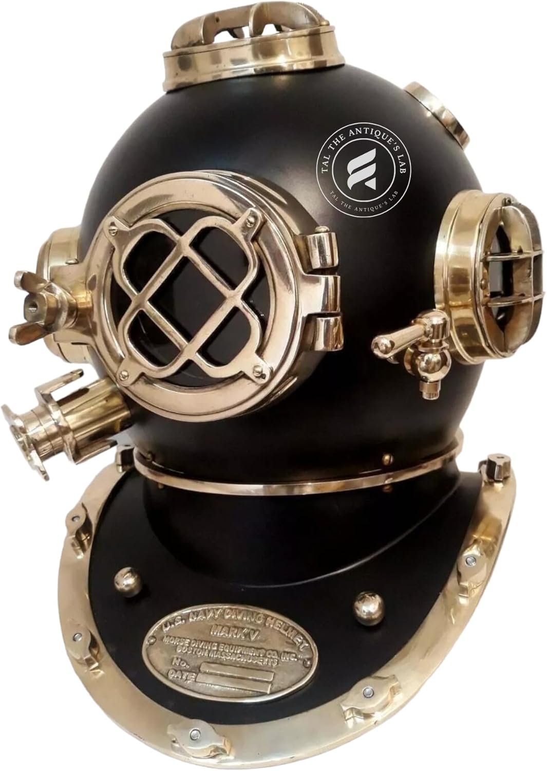 TAL The Antique's Lab 18" Antique Scutter Black Scuba Diving Nautical Helmet - Maritime Ship's Decorative Helmet Collectible Replica Decor Gift Item