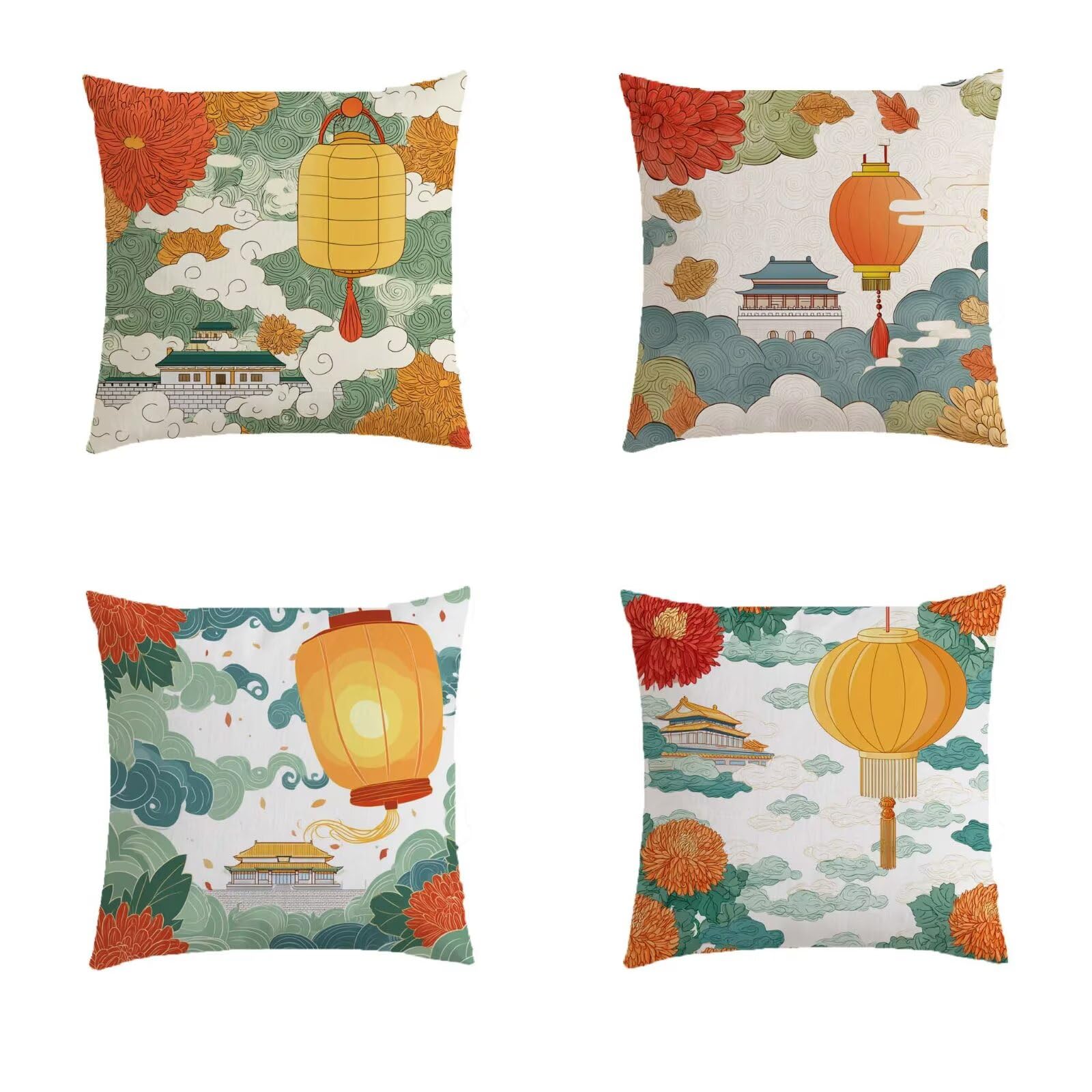Housse de coussin 45x45 lavable avec fermeture éclair invisible rouge lot de 4