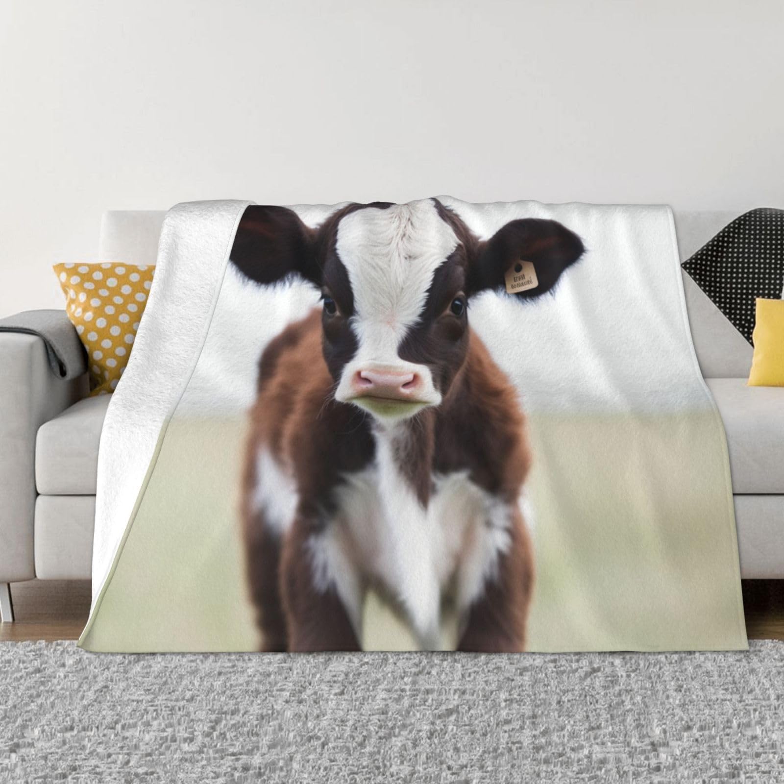 FodPand Cow Fleece Blanket 60"x50" Lightweight Warm Throw Blanket for Bed Couch Cozy Air Conditioning Quilt All Seasons Decorative Fuzzy Blankets Gifts for Women Men