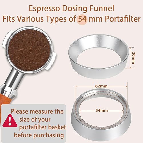 Miniatura 2 de Embudo portafiltro de 2.126 in, embudo dosificador de espresso con embudo magnético de aluminio ligero, embudo dosificador de 2.126 in
