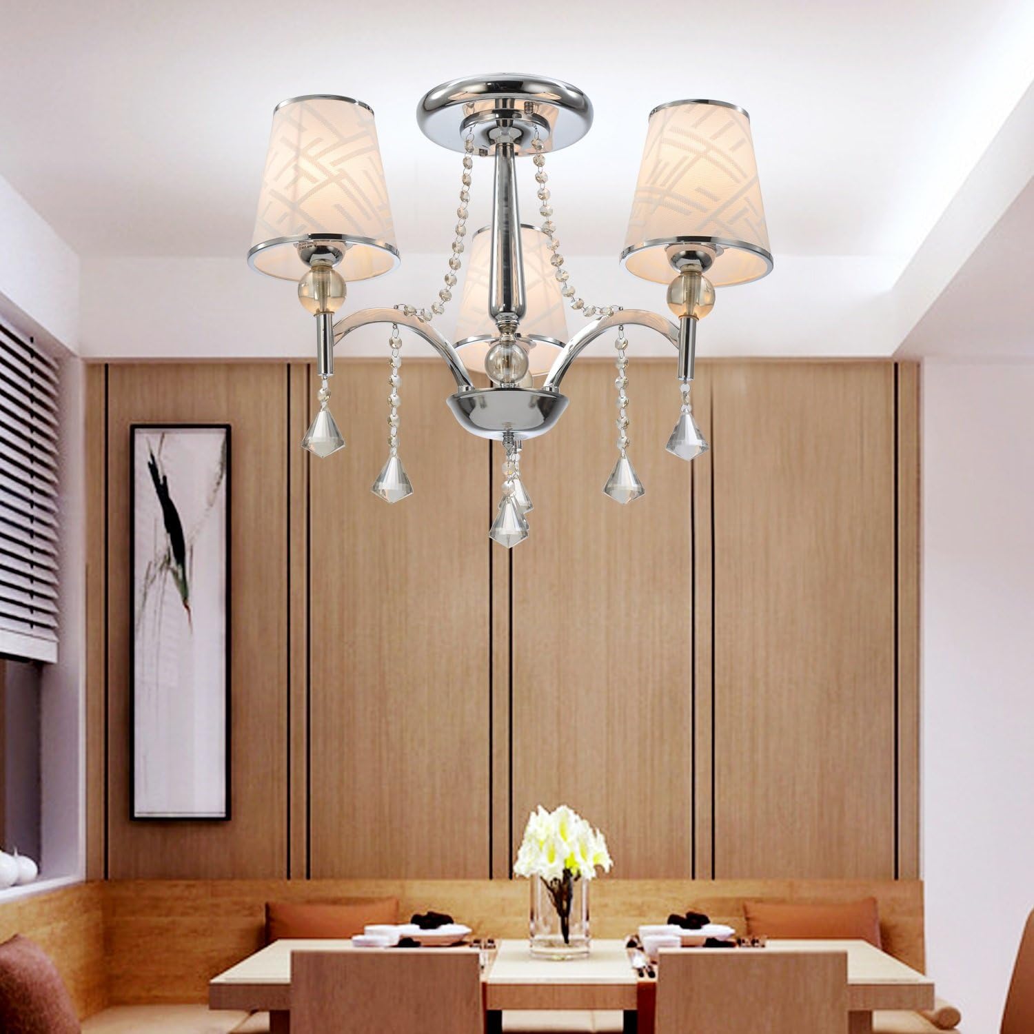 Upscale and elegant European style crystal lamp, 3head crystal ceiling lamp for living room