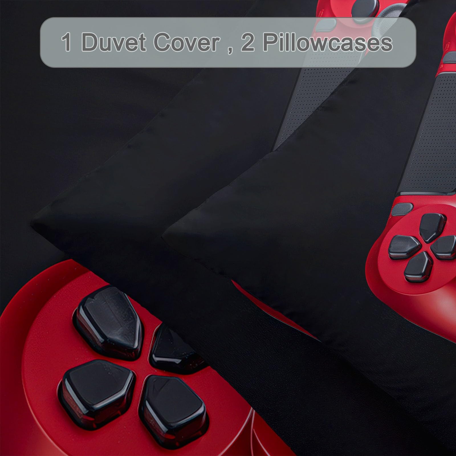 Genérico Funda Nórdica 220 x 220 cm + 2 Fundas de Almohada - Moda Videojuegos Mandos Funda de Edredón, Negro Reversible Blando Microfibra Funda Nórdica con Cremallera