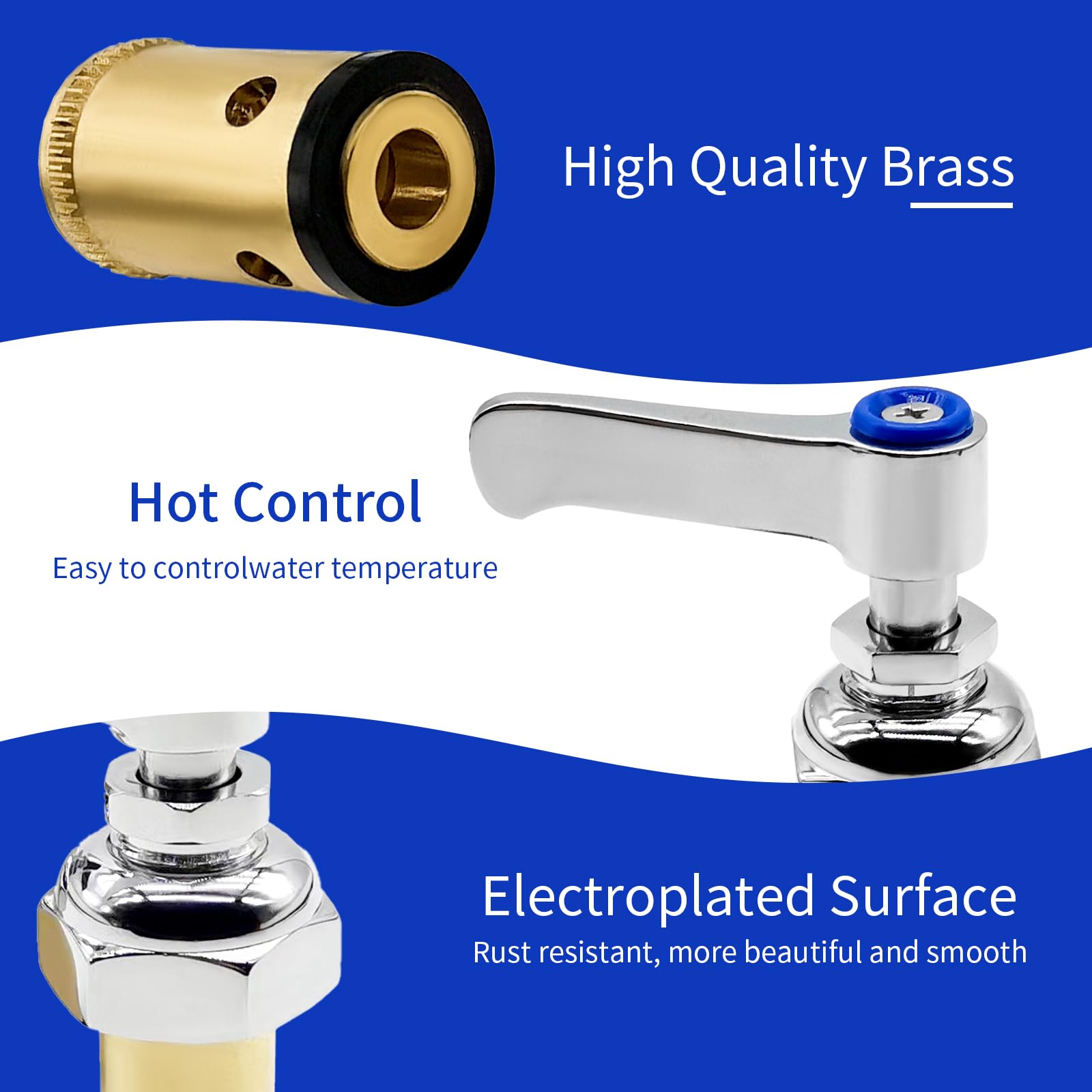 Nahntaipy 002713-40 Cold Side Handle Stem Assembly Fit For T&S Brass All Faucets Blue