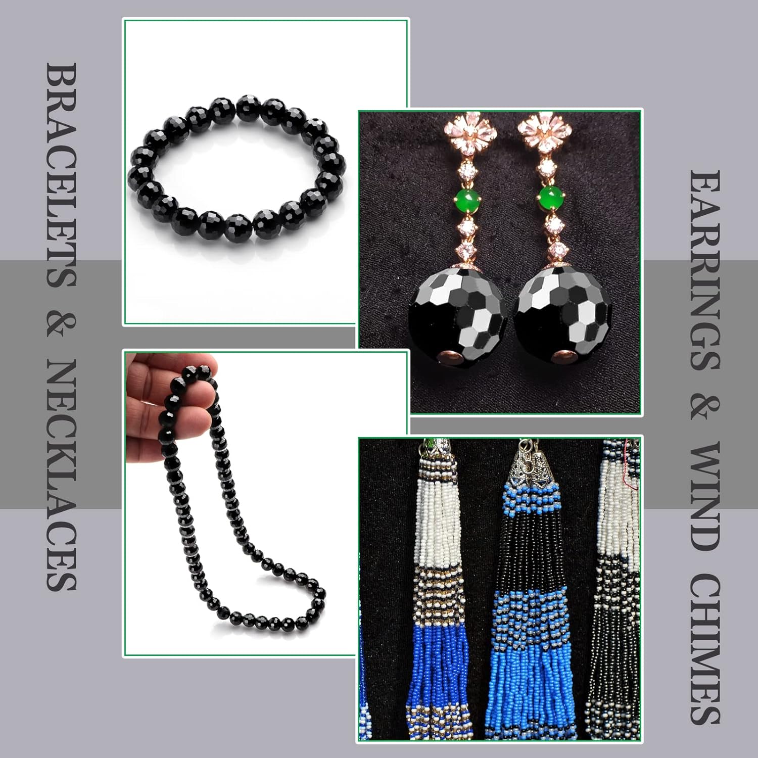 Crystal Glass Beads for Jewelry Making, 80 Pieces Crystal Beads, 10mm Glass Beads, Round Faceted Beads Bulk for Craft Necklace Bracelet Earring (Black Color) - Image 6