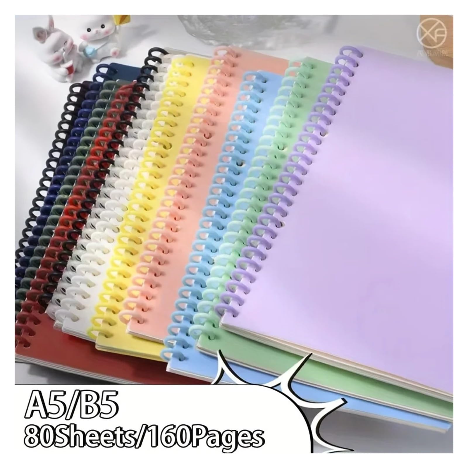 Cuaderno Espiral Libreta A5B5 con espiral personalizable de color sólido, libreta gruesa, libreta retro de hojas sueltas, cubierta impermeable(Black,B5)