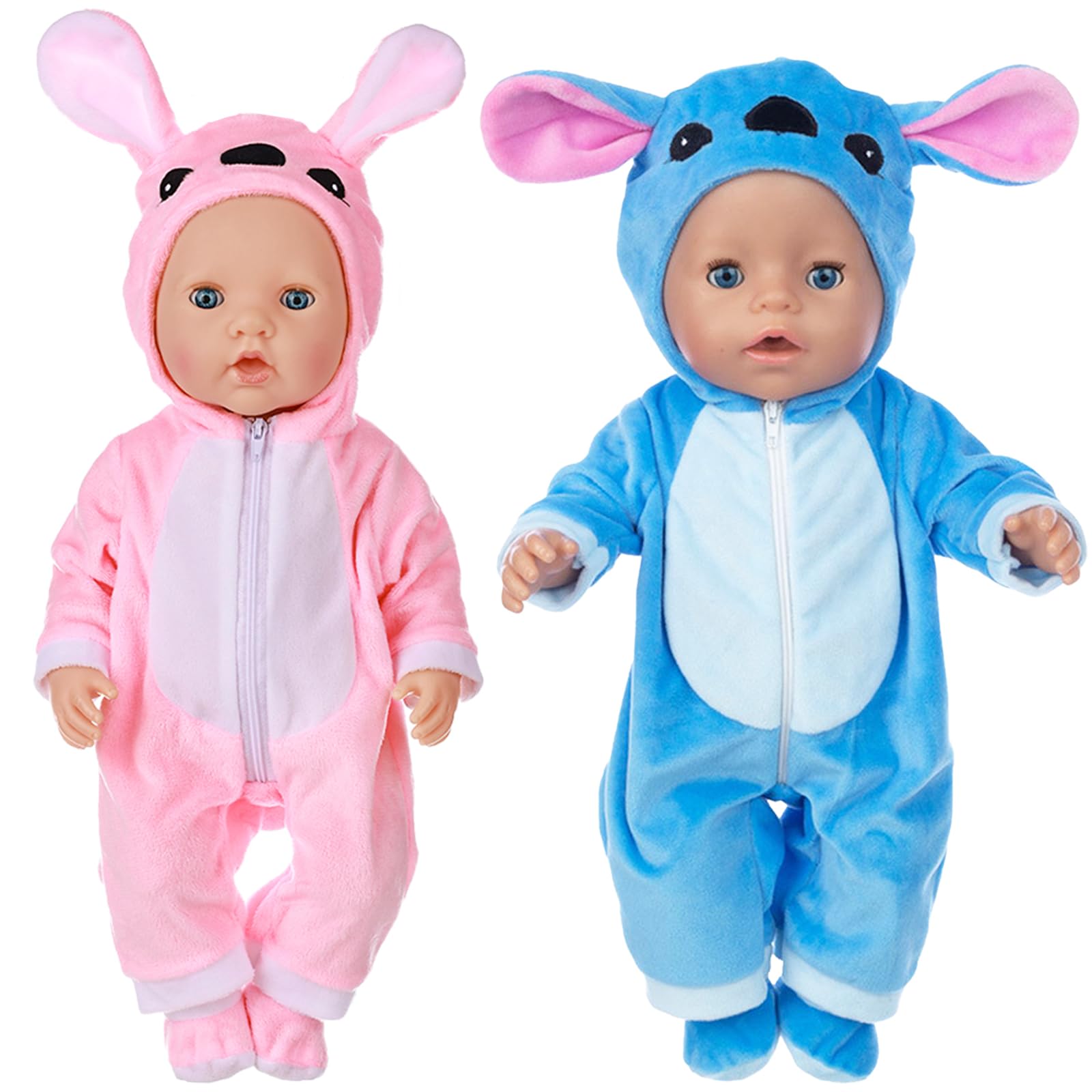 Baby Doll Clothes for 14-18 Inch Baby Doll, Couple Doll Clothes Outfits with 2 Clothes and 2 Socks, Blue Pink Doll Clothes for 35-45 cm New Baby Dolls Girls Birthday