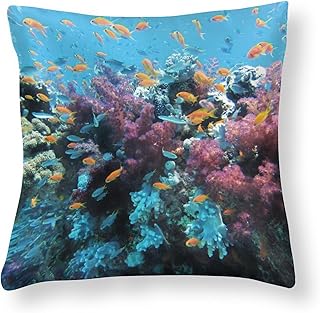 Underwater Satin Modern Cushion Case Cartoon Ocean Fish Decorative Soft And Luxurious Cushion Cover 16