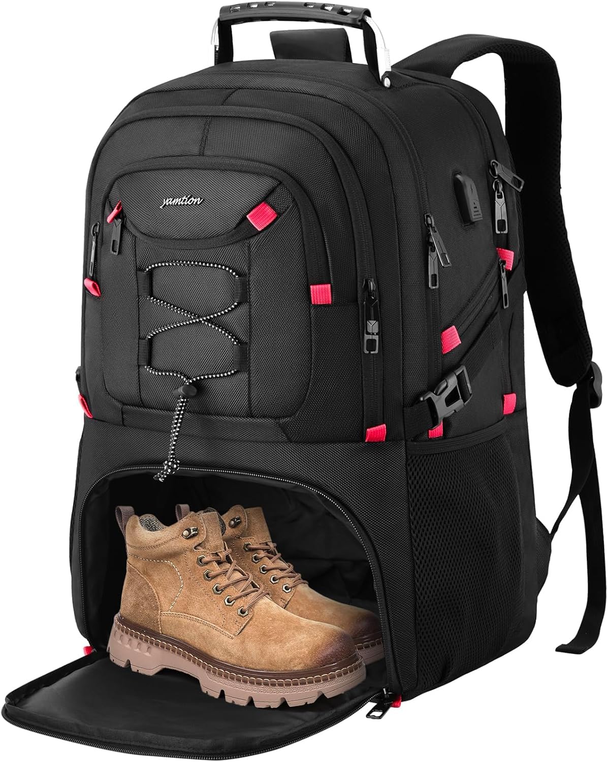 YAMTION Zaino da uomo per computer portatile da 18,4 pollici con scomparto per scarpe per palestra e campeggio, grande borsa da viaggio, zaino scolastico per ragazzi e università