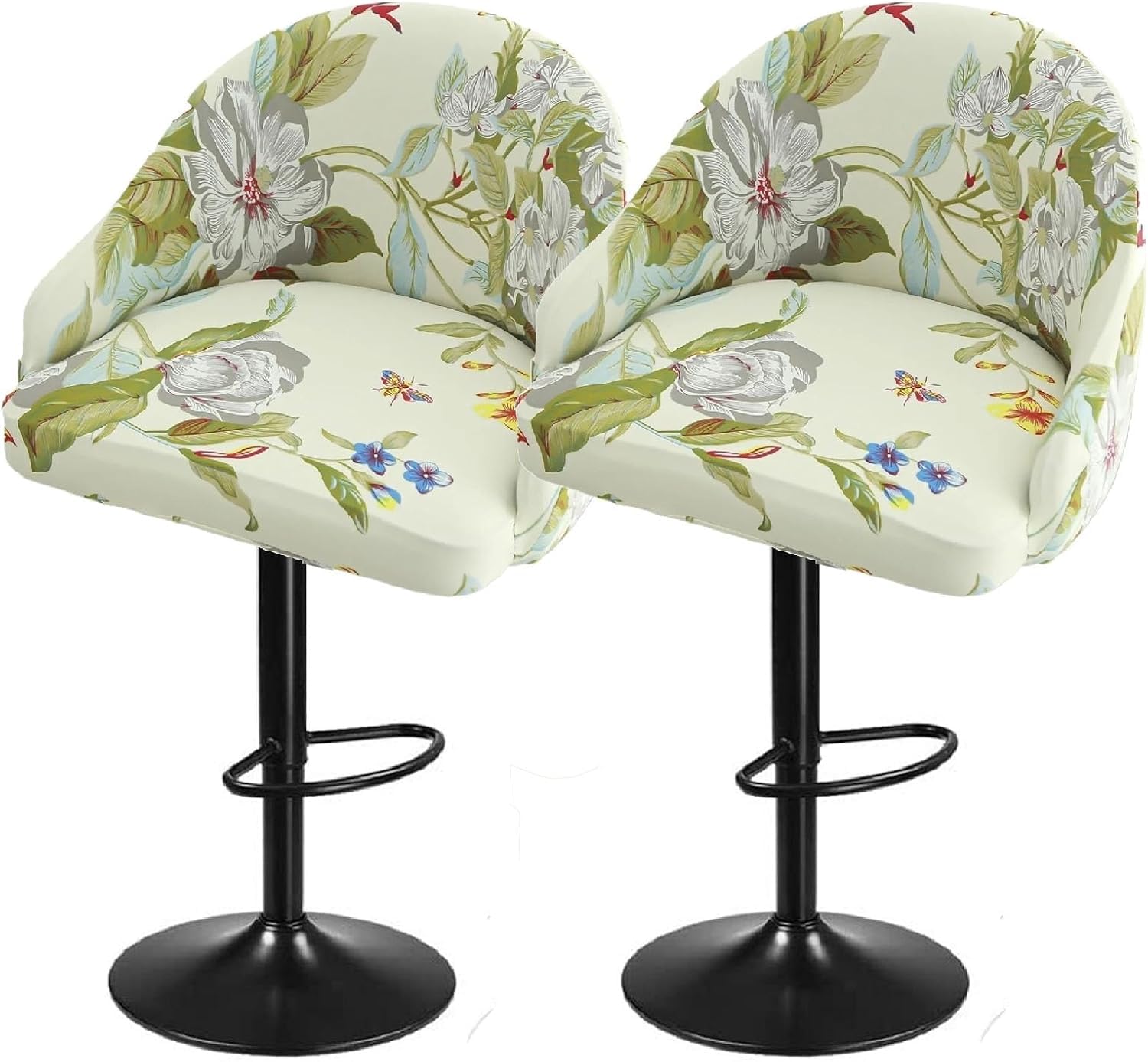 SDNAM Pub Bar Counter Stool Chair Covers with Back and Arms Set of 4/2/1 Stretch, Swivel Curved Kitchen Barstool Chair Cover Curved Back Bar Stool Slipcovers with Arms(H2,2PCS)