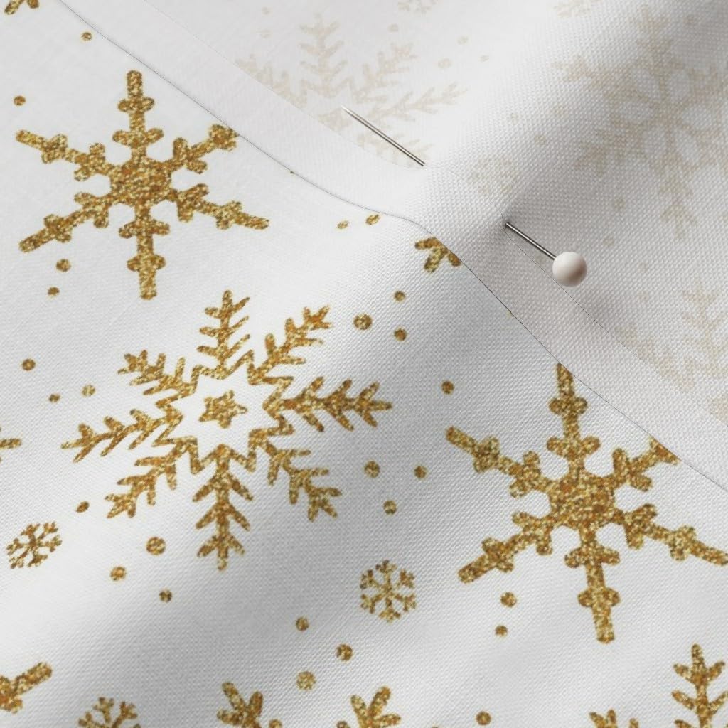 Spoonflower Fabric - Snowflake Gold Scale Christmas Snow Willow Winter Printed on Petal Signature Cotton Fabric by The Yard - Sewing Quilting Apparel Crafts Decor