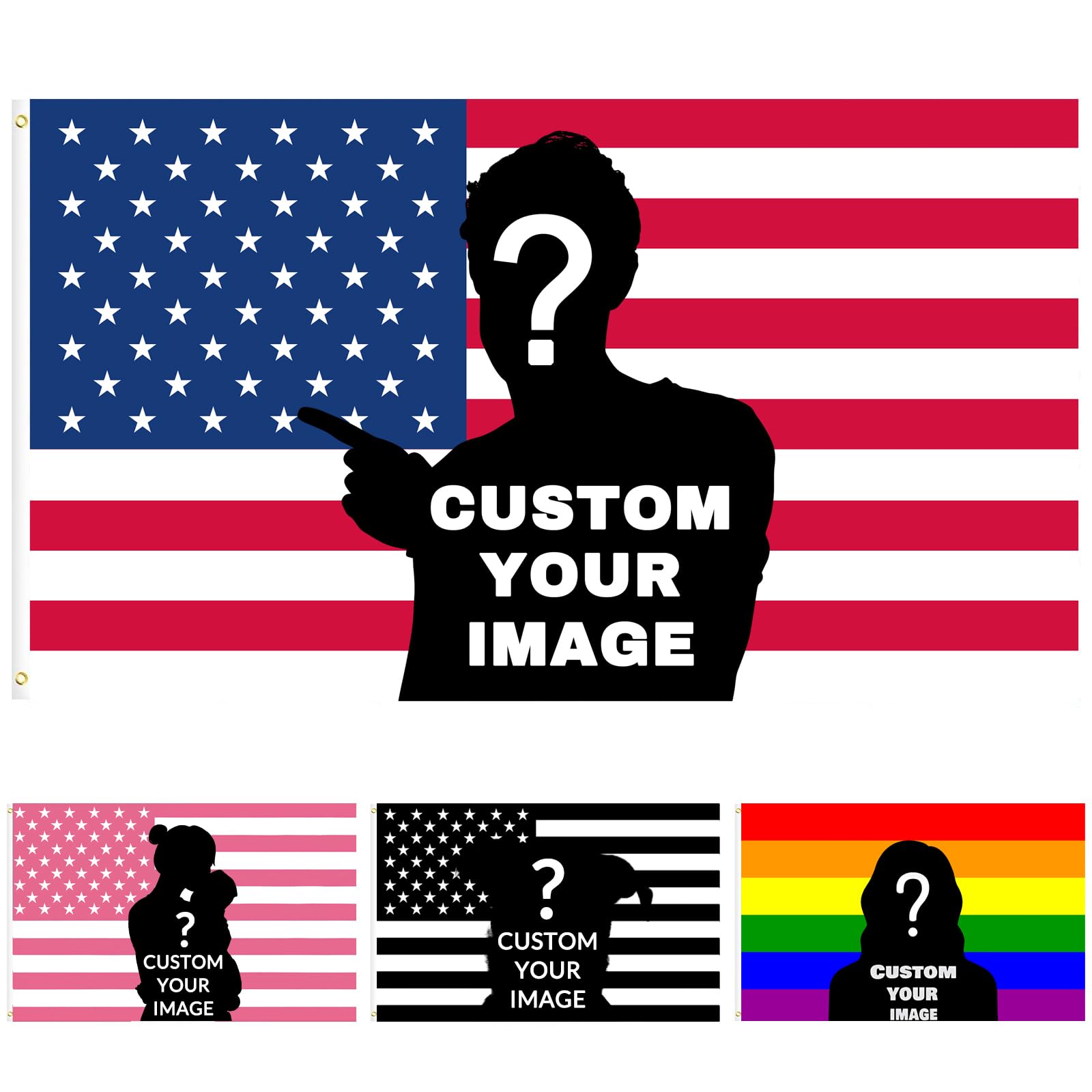 SJZUISL Personalised Flag, 2 × 3/3 × 5/4 × 6/5 × 8 ft Flag DIY for Birthdays, Holidays, Christmas, Living Room, Bedroom, Decoration