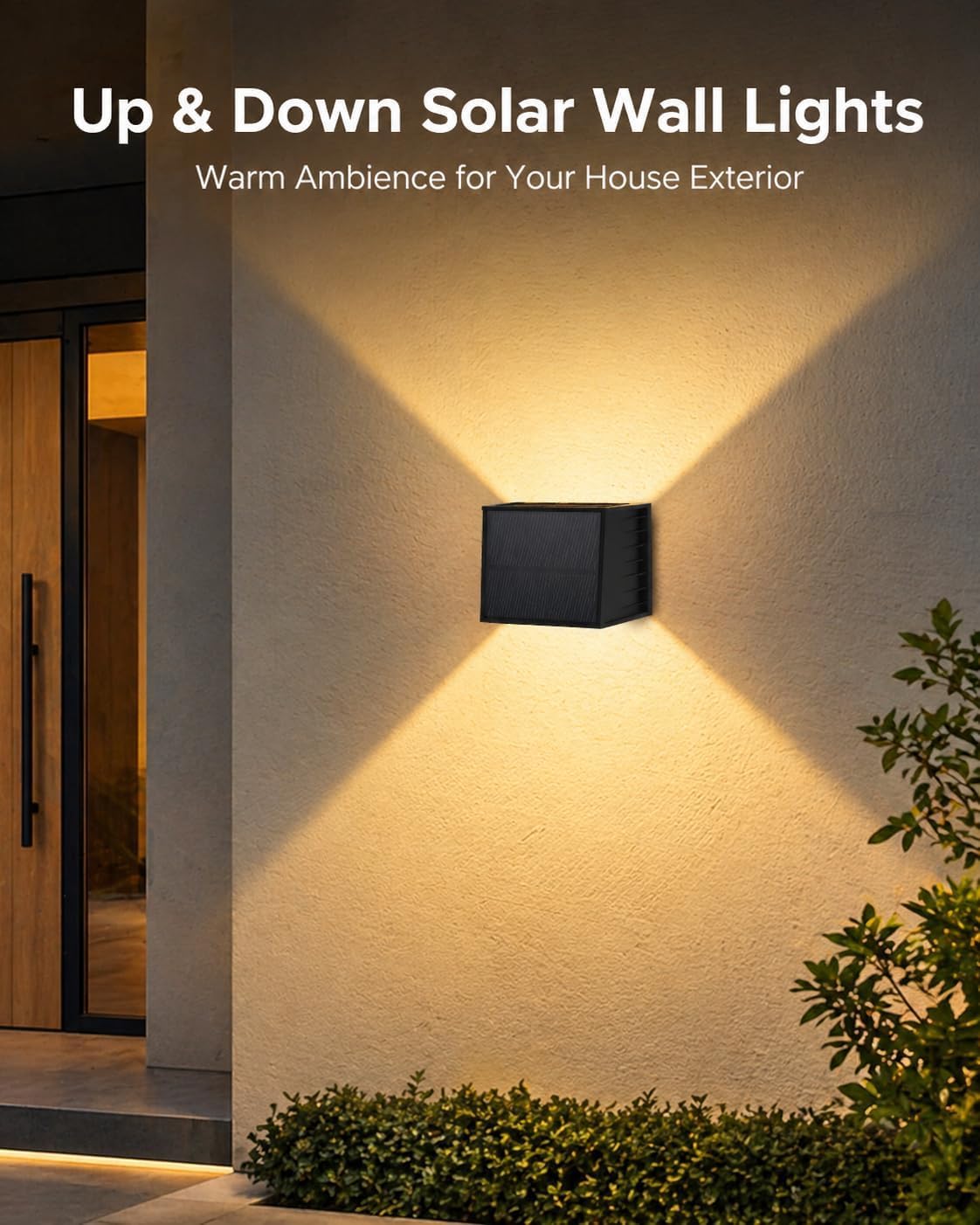 Lámparas solares para exteriores, 3000 K, lámpara de pared solar para exteriores, IP65, resistente al agua, lámparas solares de 0° - 120°, ángulo de haz ajustable para jardín, balcón, terraza