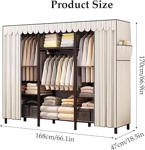 Miniatura 6 de Armarios grandes Armario plegable con cubierta de tela Armario de ropa Armario portátil Armario de metal con marco de hierro Armarios para