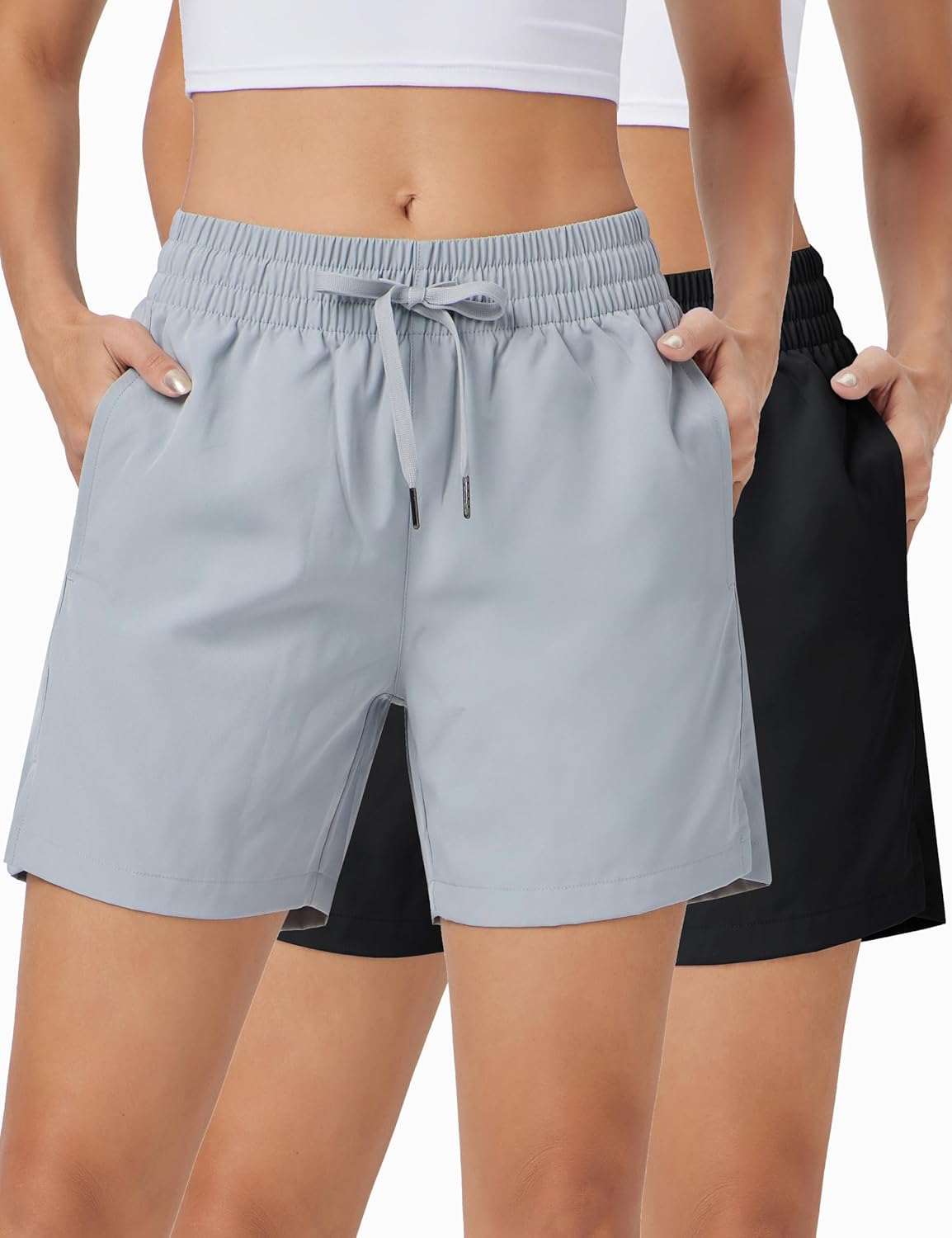 ZUTY 3 Pack 5" Womens Athletic Shorts Basic Running Shorts Lightweight Quick Dry Gym Workout Shorts with Pockets