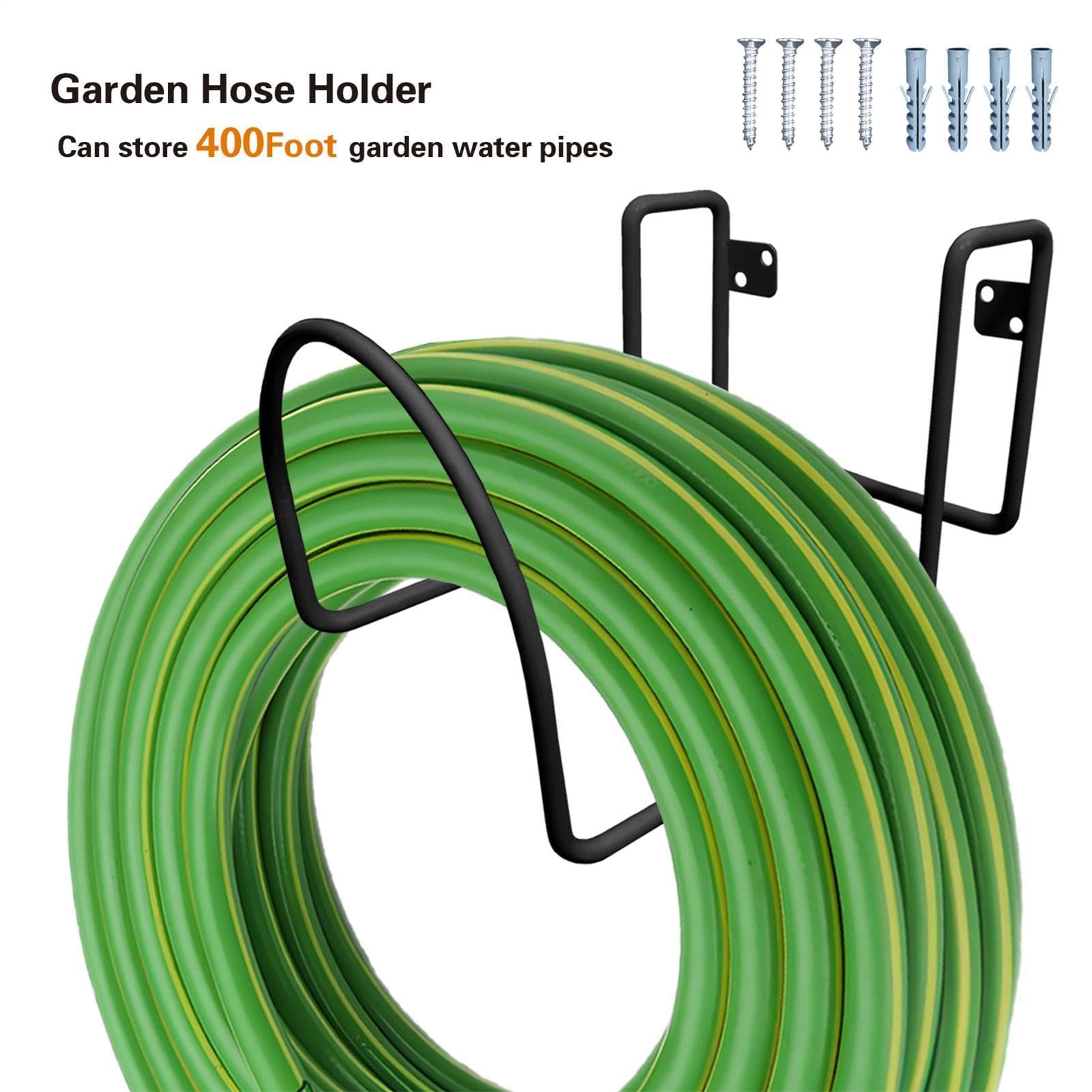 Soportes de manguera, colgador de metal resistente para manguera de jardín, cables de extensión, uso en interiores y exteriores, ideal para césped, patio, cubierta, piscina, limpieza de ventanas y