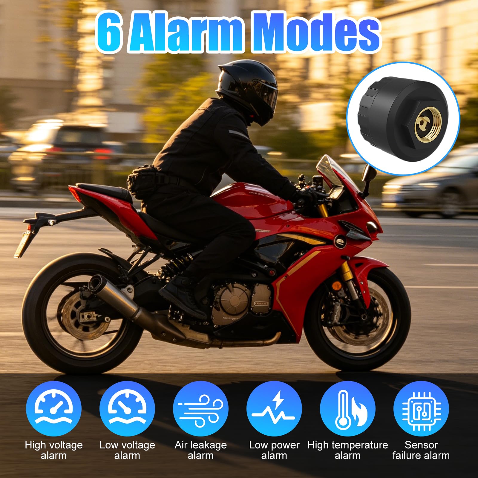 Sistema di controllo della pressione degli pneumatici TPMS con app, Bluetooth intelligente, rilevatore di pressione degli pneumatici e rilevatore di temperatura, 2 sensori esterni, supporta iOS