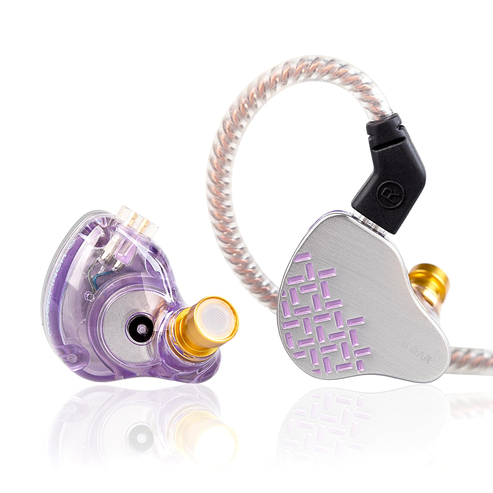 KBEAR Rosefinch in-Ear Headphone,Noise Cancellation Earphone with Aviation-Grade zinc Alloy faceplate Wired Earbuds Haedphone with Detachable Cable for Singer (Pale Purple, No Microphone)