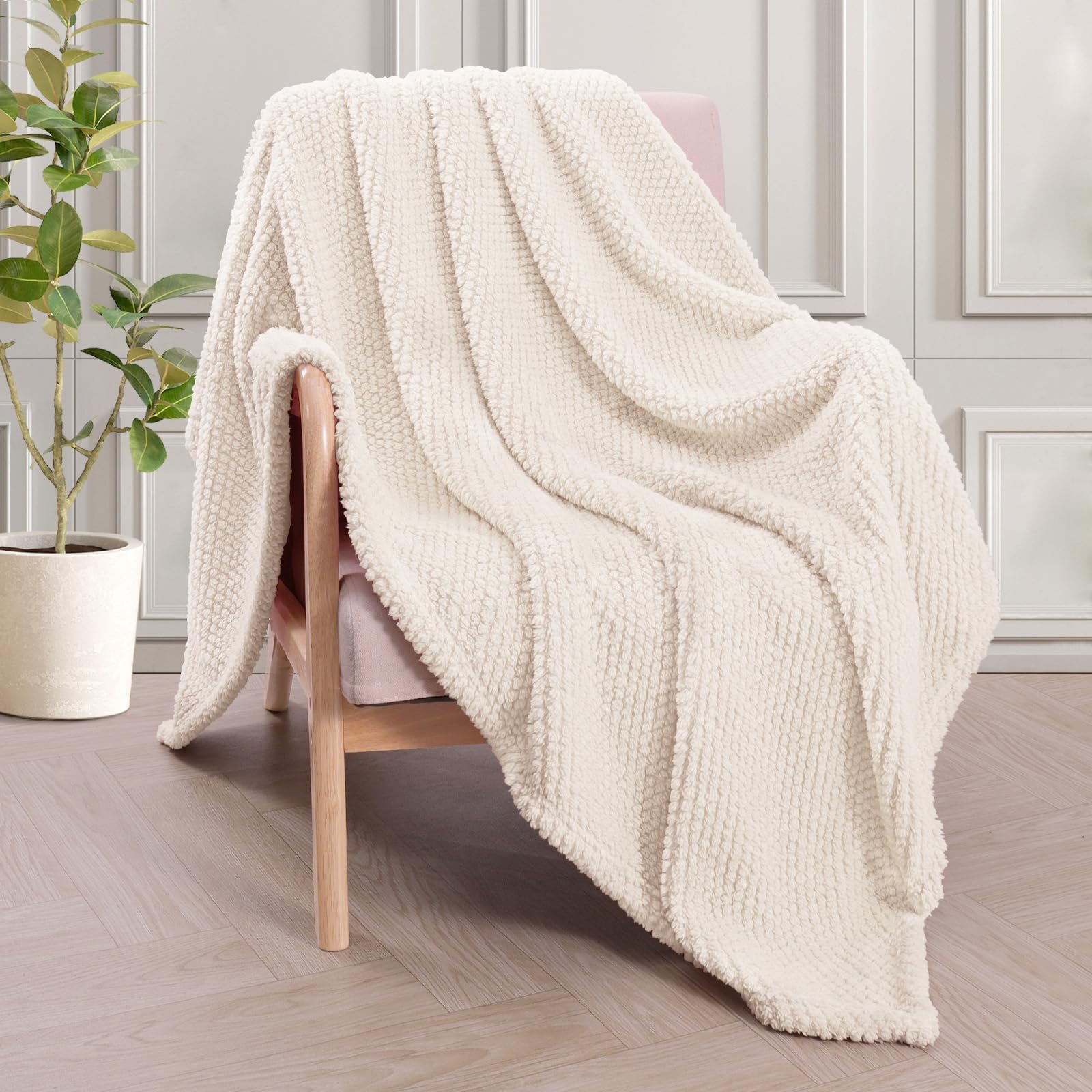 Plaid Canapé Blanc 150x200 Cm – Couverture Polaire Microfibre Douce – Thème Noël