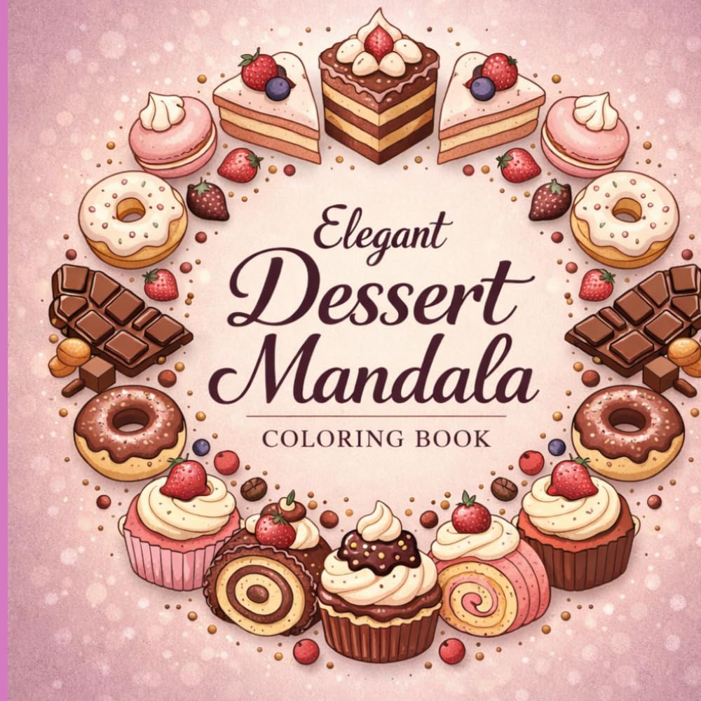 Elegant Dessert Mandala Coloring Book: 70 Relaxing & Stylish Designs | Sweet Treat Mandalas with Cakes, Donuts & Desserts | Stress Relief & ... for Adults (Elegant Food Mandala Series)
