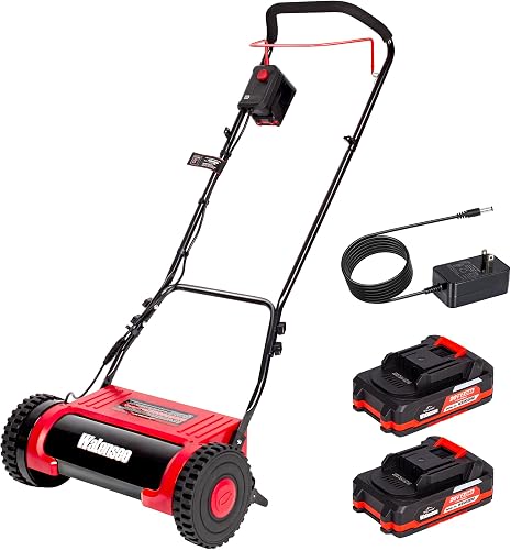 Walensee 16" Cordless Electric Reel Lawn Mower - Battery Powered Push Mower