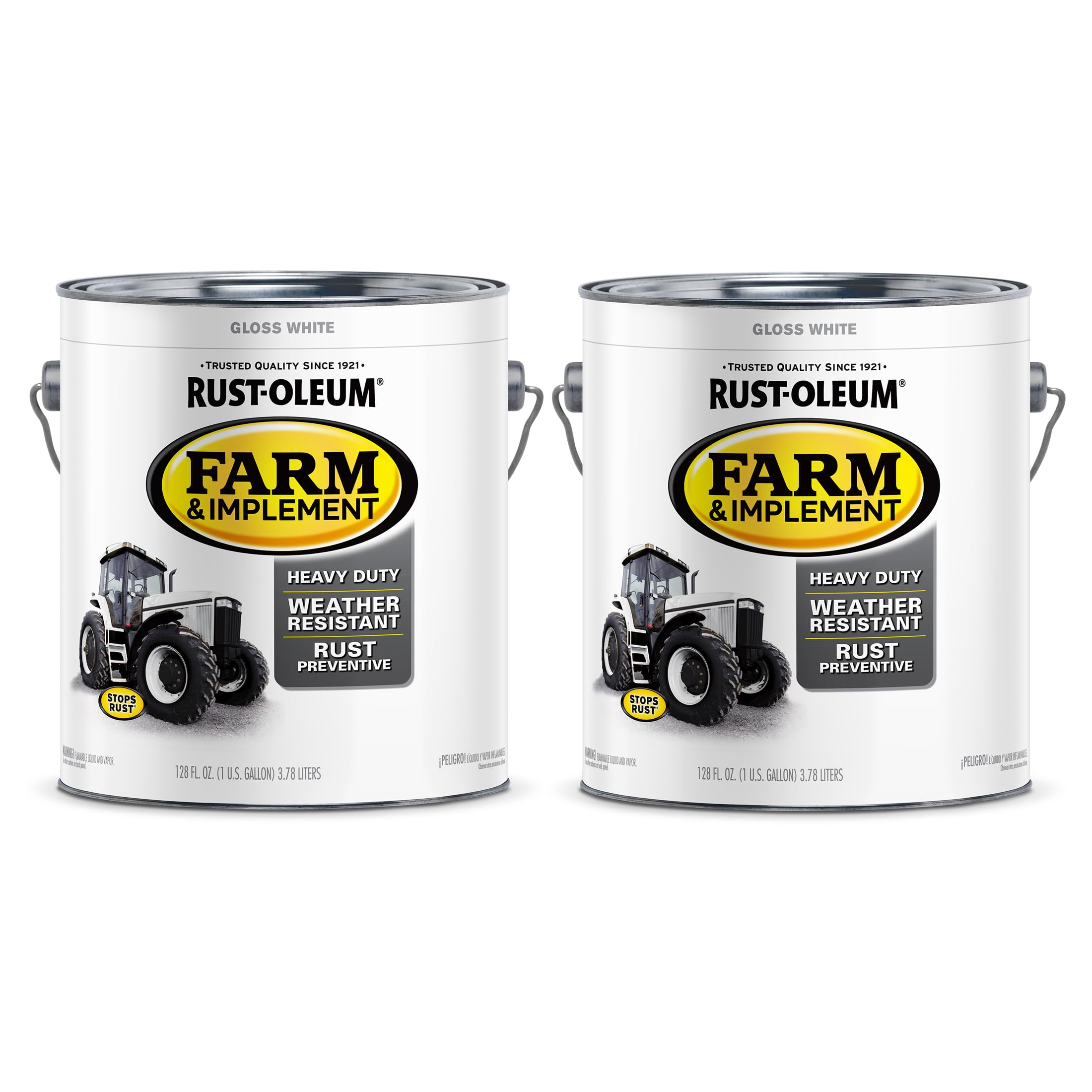 Rust-Oleum 280166-2PK Farm &amp; Implement Enamel Paint, Gallon, Gloss White, 2 Pack