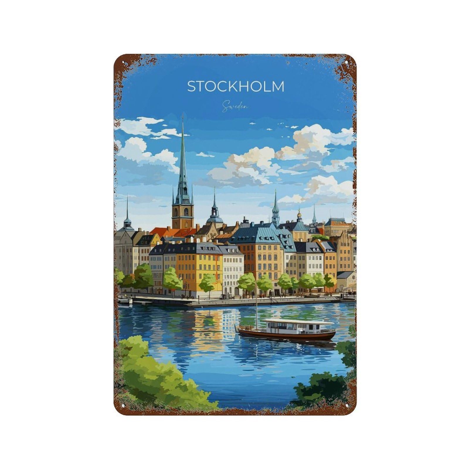 xiaoxiaoshen Stockholm Travel of Sweden Gift (2) Wall Decor Art Metal Tin Poster Modern Home Decor Art Home Bar Shop Decorations Vintage Sign 30x20cm