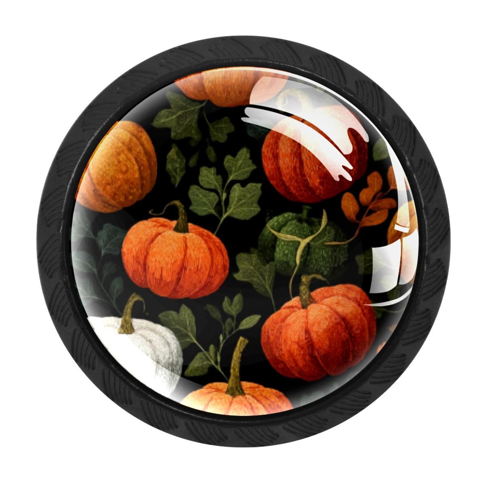 CHENZZZZ 4 Pack Cabinet Handles Black Halloween Pumpkins Pattern (3) Cabinet Knobs Draw