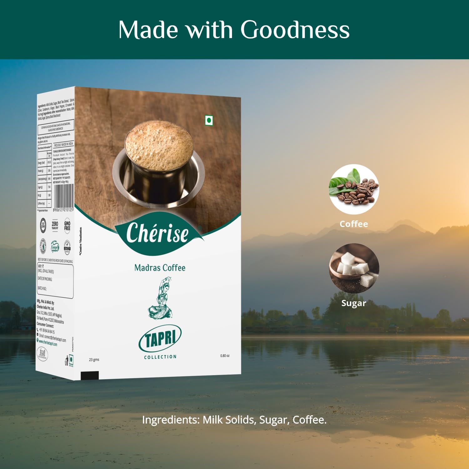 Cherise Tapri Premium Madras Coffee Instant Premix, 23 g x 7