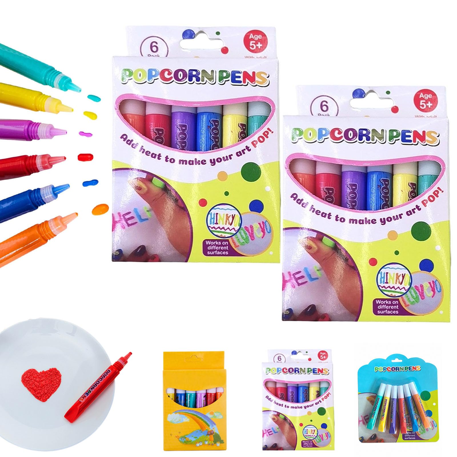 Diy Magic Popcorn Pens 3D Bubble Popcorn Drawing Pens for Kids，B-2PCS