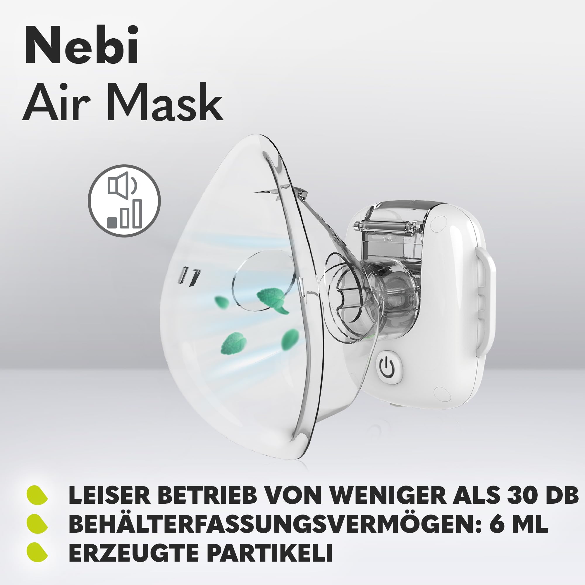 LIONELO Nebi Air Mask Inhalator, Vernebler für Kinder und Erwachsene | leise, kompakt und tragbar, für Erkrankungen der Atemwege, Infektionen und Allergien, hohe Effizienz Inhalation