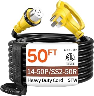 50FT 50 Amp Generator Cord NEMA14-50P/SS2-50R with Twist Lock