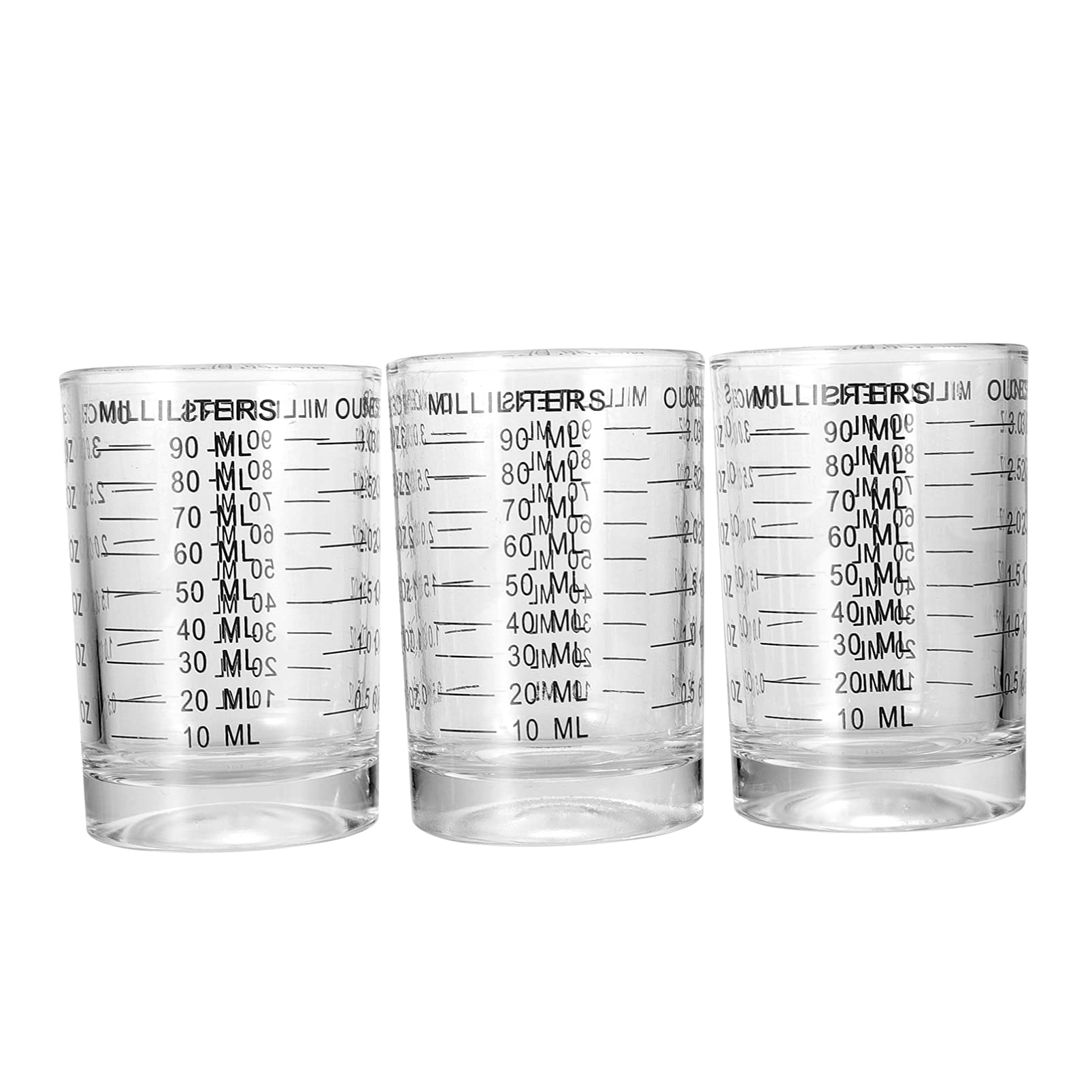 3 Stück Küchenmessbecher aus Glas mit Skala, Schwarz