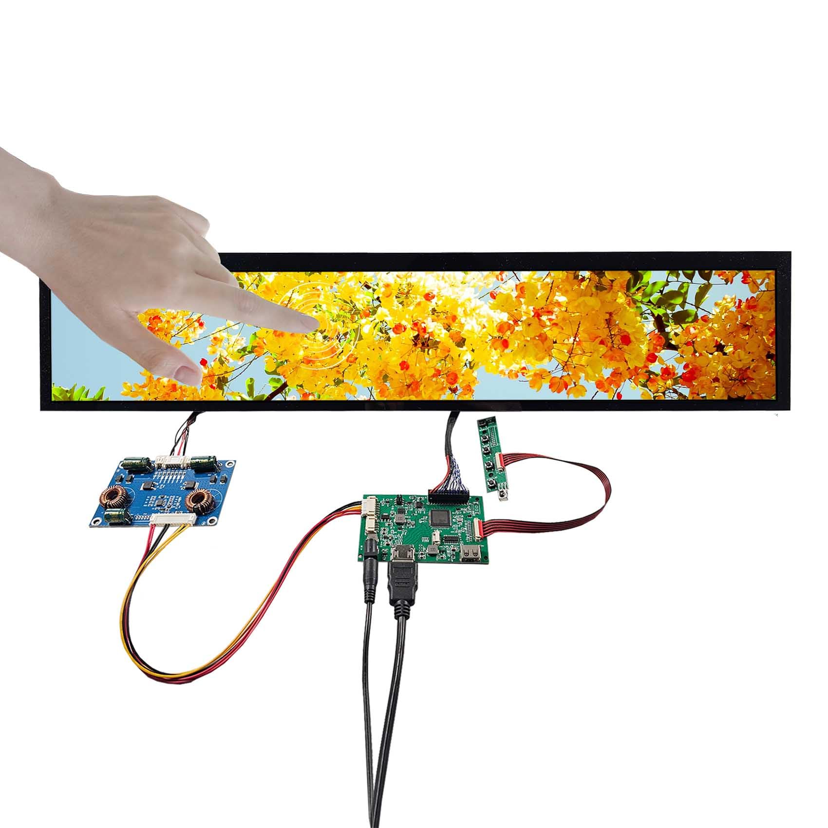 FanyiTek 24 inch 1920x360 DV240FBM-NB0 IPS Capacitive Touch Strip Long LCD Screen with USB Controller Board,Support 180 Degree Rotation