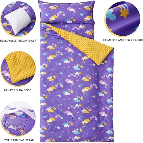 Miniatura 2 de Bunnikins & Clover Tapete para siesta para niños pequeños con almohada extraíble, tapete para siesta para preescolar, fácil de limpiar, para jardín