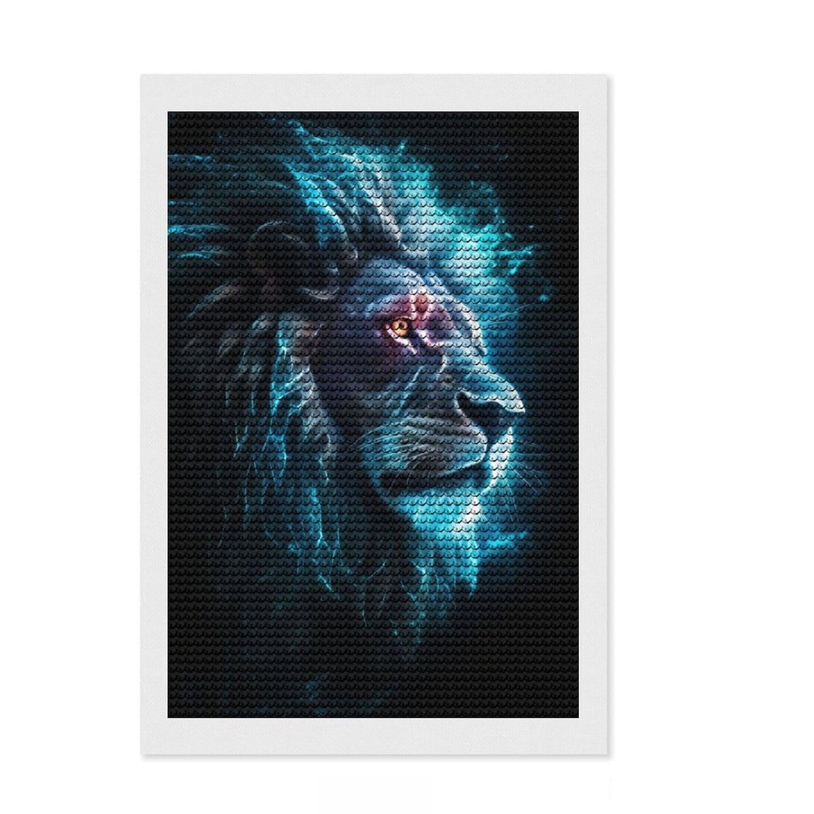Junmoney Neon Lion Nebulae Diamond Art Kit 8"x12", Adhesive Canvas, Satisfying Creative Project, Modern Decor, Christmas Gift, Printed Canvas
