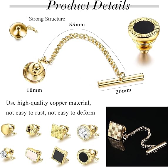 Amazon | ORAZIO 8個 タイピン メンズ ネクタイピン チェーン