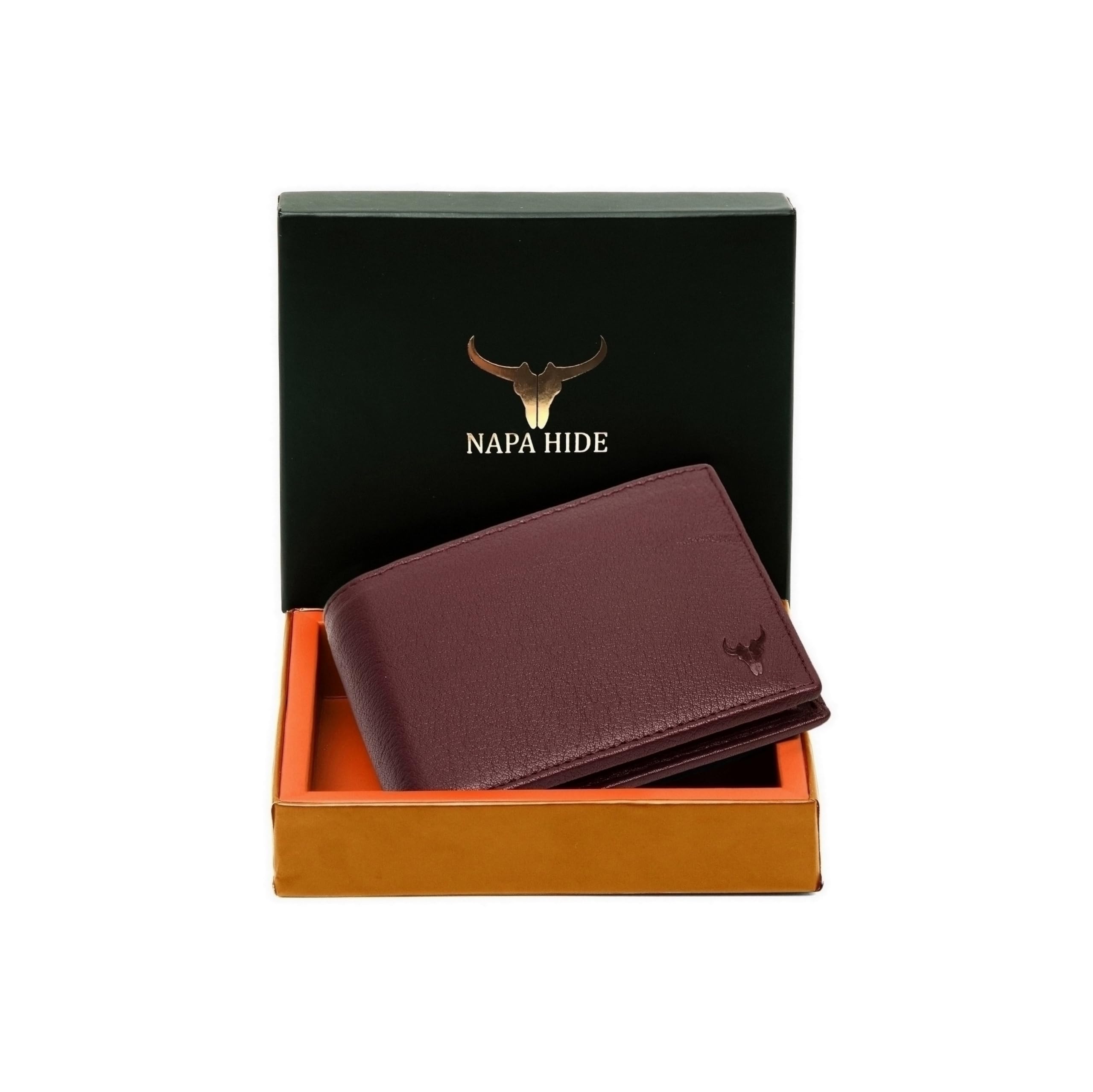 Maroon Leather Wallet for Men I Handcrafted I 4 Credit/Debit Card Slots I 2 Currency Compartments I 1 Transparent ID Window