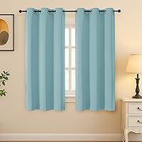 Vista 336 de Simplebrand Juego de 2 paneles de cenefa aguamarina para ventana de cocina de 14 pulgadas de largo, cortinas de oscurecimiento de habitación