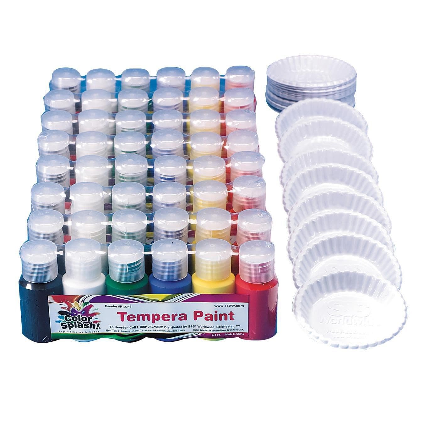 S&S Worldwide Color Splash Liquid Tempera Paint Pass Around Pack, Pack of 48