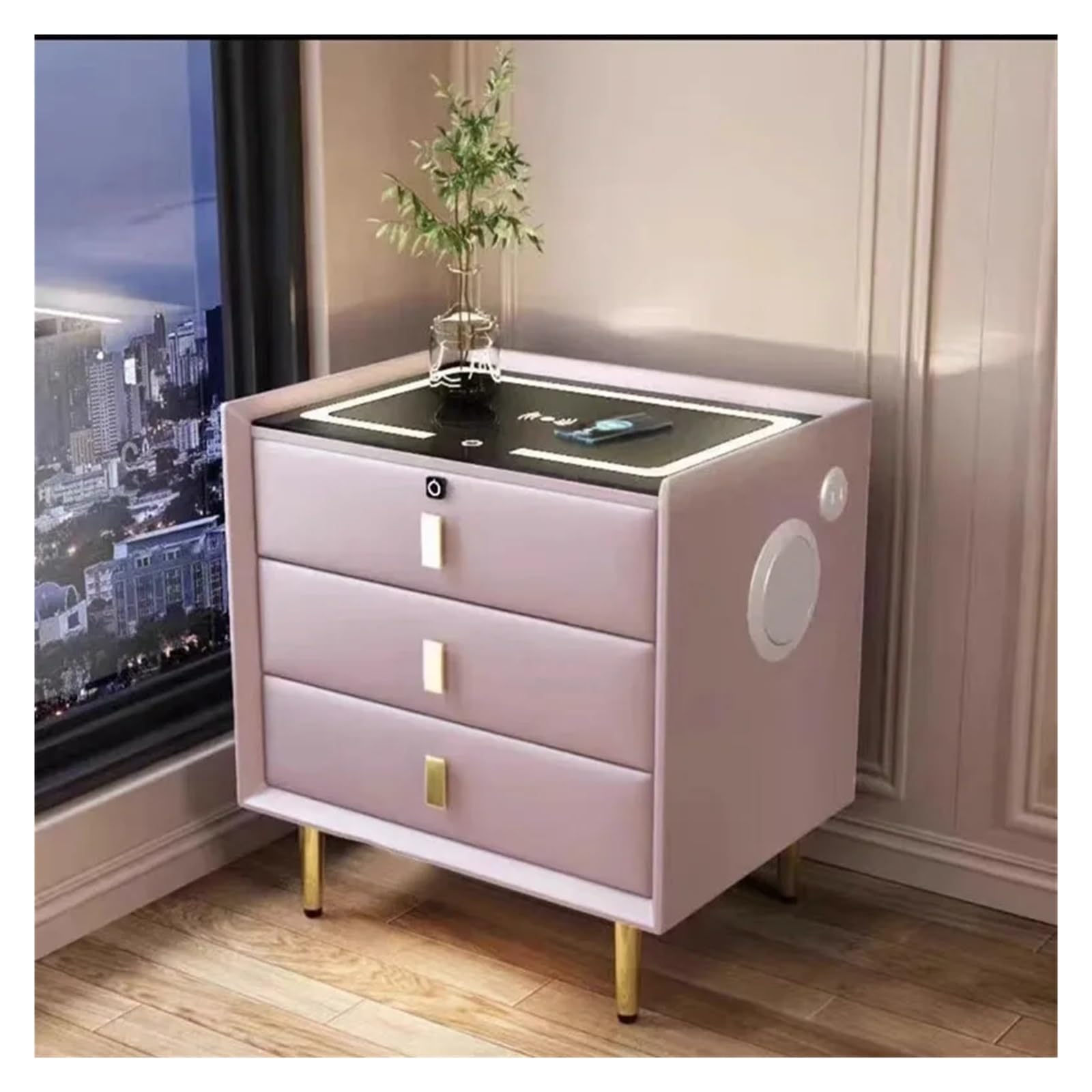 Table de chevet intelligente compacte trois tiroirs en bois