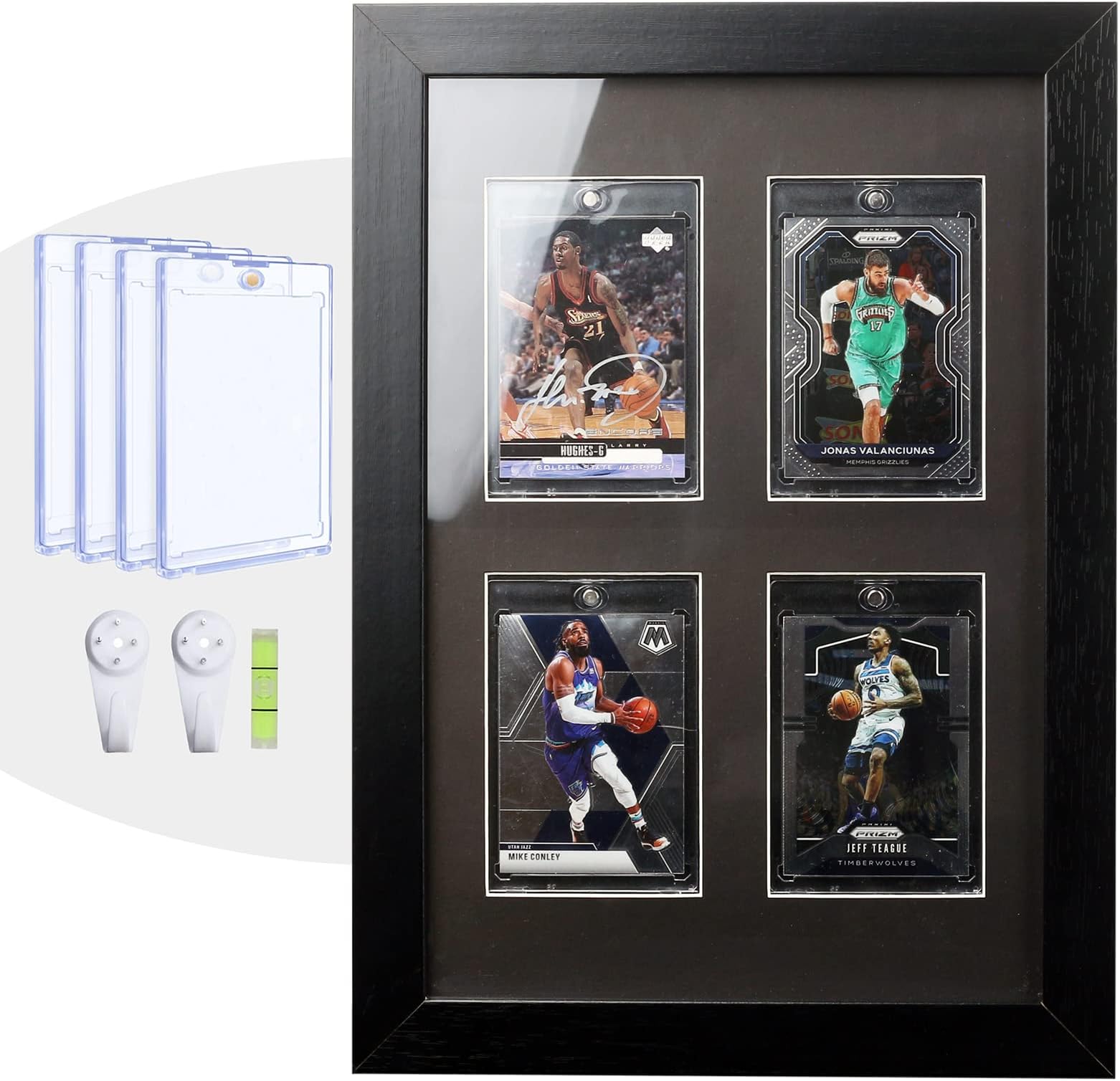 Bivitre Trading Card Display Frame - Wall Mount Baseball Card Display Case with UV Protection Magnetic Card Holder for 4 Standard Cards, Display for Basketball Football Hockey Pokemon MTG Yugioh