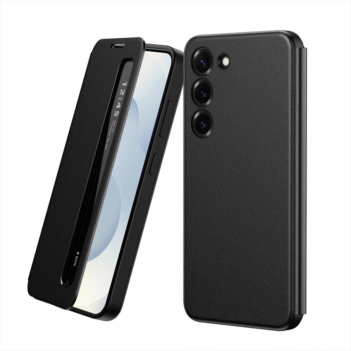 Coque Samsung S23 Plus étui protection cuir rigide noir transparent - 8
