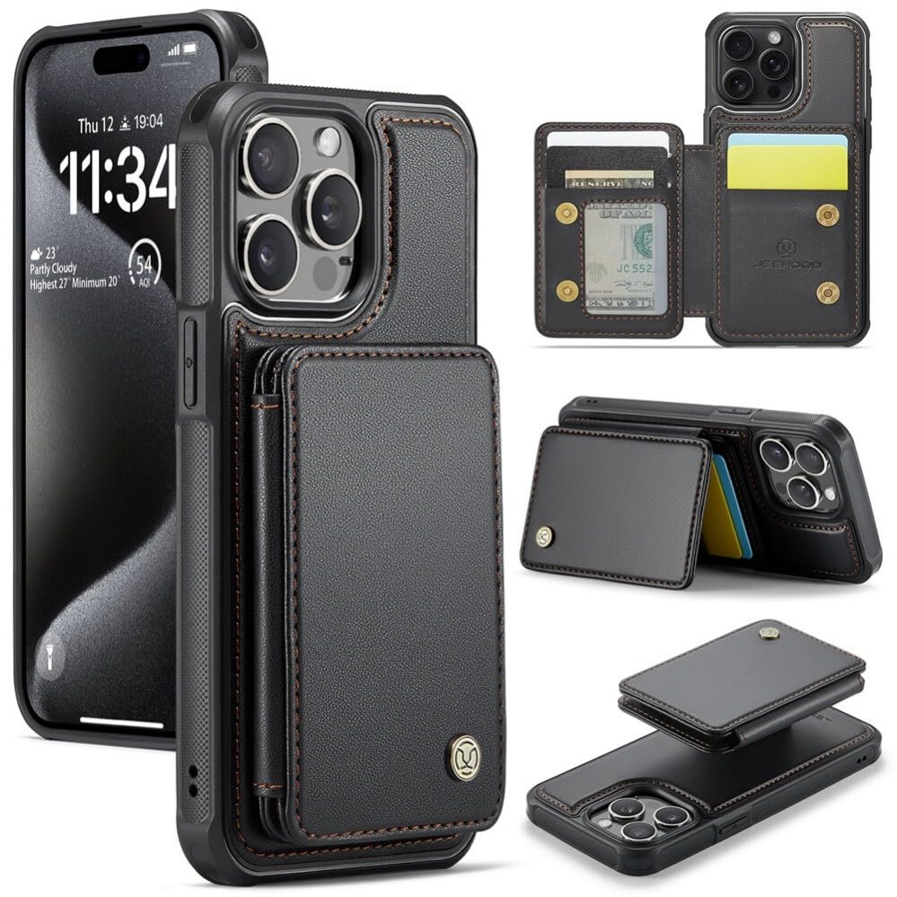 Étui portefeuille amovible en cuir coque iPhone 11 noir protection intégrale