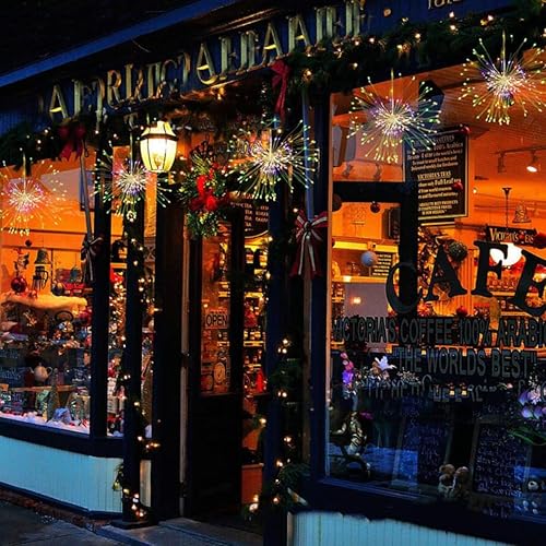 Miniatura 5 de Dreamworth 10 piezas en total de 600 luces LED de alambre de cobre de fuegos artificiales, luces de hadas parpadeantes, cadena de luces solares de 8