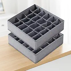 Kit 2 Organizadores Colmeia de Gaveta 24 Divisórias TNT Respirável Dobrável Para Roupas Íntimas Meias Lingerie Acessórios Closet Guarda-Roupa Anti Poeira e Umidade Organização Prática 32x32x10cm