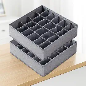 Kit 2 Organizadores Colmeia de Gaveta 24 Divisórias TNT Respirável Dobrável Para Roupas Íntimas Meias Lingerie Acessórios Closet Guarda-Roupa Anti Poeira e Umidade Organização Prática 32x32x10cm
