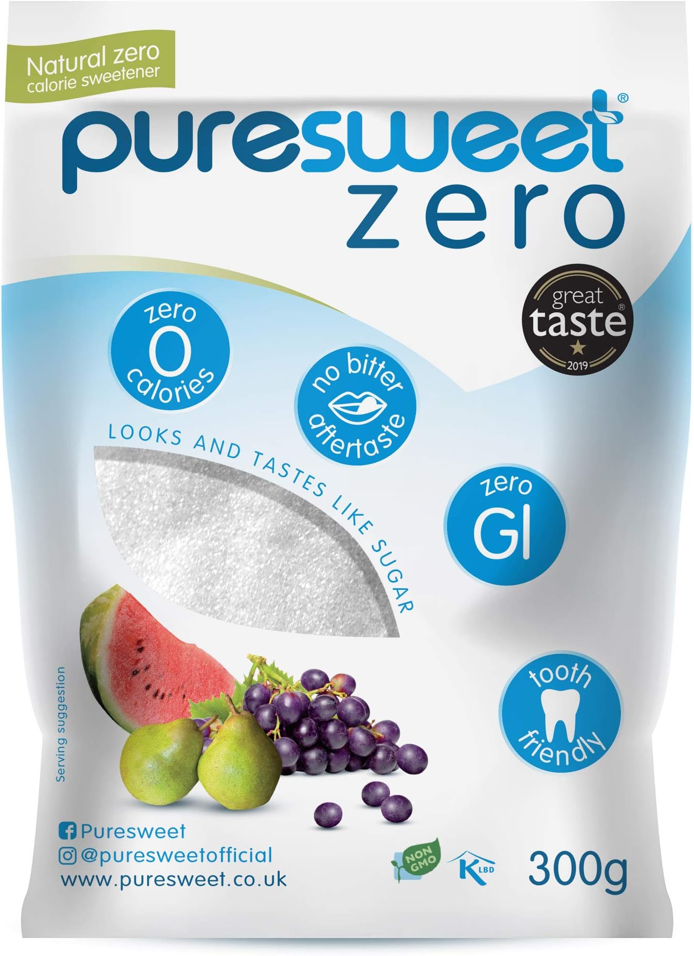 Zero® 100% Natural Zero Calorie Sweetener 300g, No Bitter Aftertaste, Diabetic Friendly, Tooth Friendly, Vegan, Non GMO.