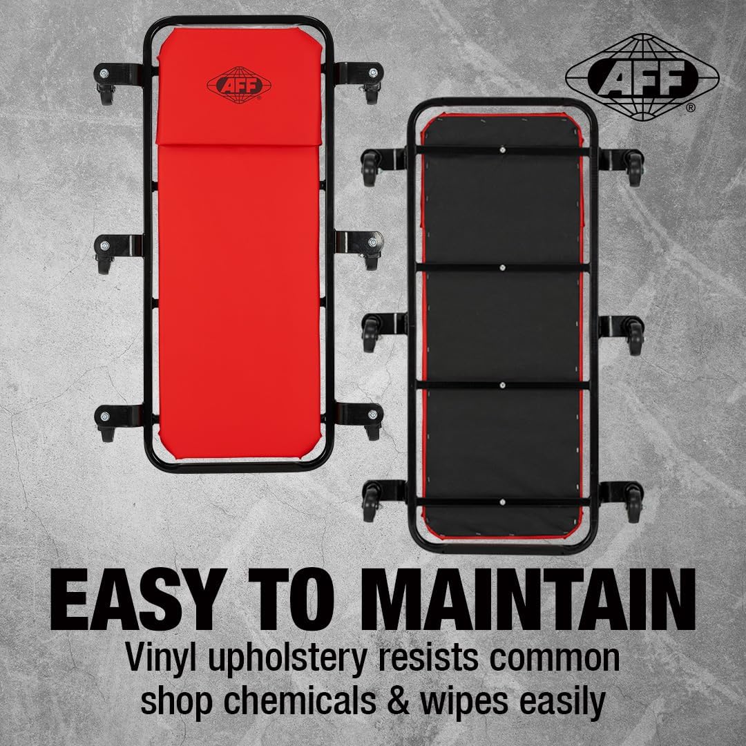 AFF Ultra Low Profile Mechanic Creeper - Heavy Duty 40" Creeper with 1.5" Ground Clearance - 1.57" Thick Vinyl Upholstery & 6 Oil-Resistant Swivel Casters - for Garage & Shop Use